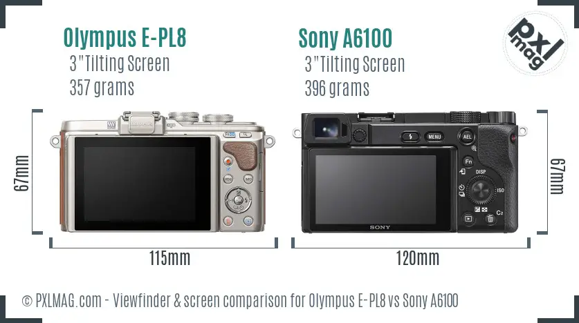 Olympus E-PL8 vs Sony A6100 Screen and Viewfinder comparison Olympus E-PL8 vs Sony A6100 Screen and Viewfinder comparison