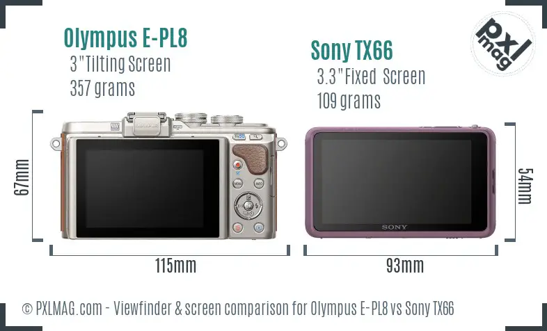 Olympus E-PL8 vs Sony TX66 Screen and Viewfinder comparison
