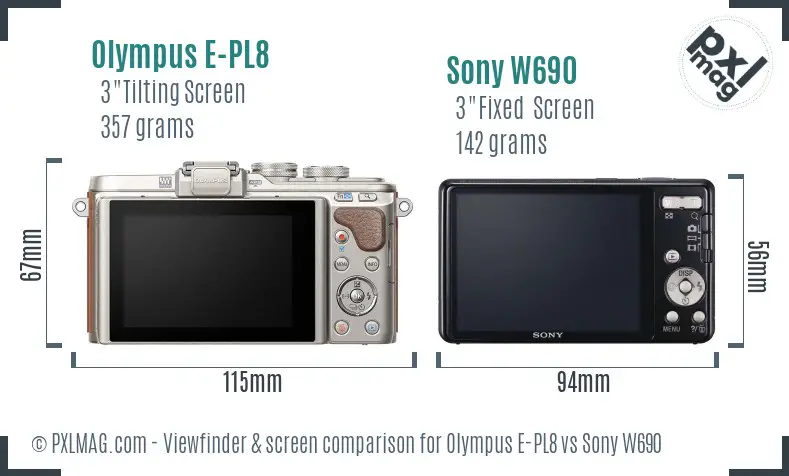 Olympus E-PL8 vs Sony W690 Screen and Viewfinder comparison Olympus E-PL8 vs Sony W690 Screen and Viewfinder comparison