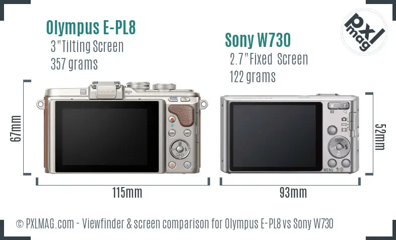 Olympus E-PL8 vs Sony W730 Screen and Viewfinder comparison Olympus E-PL8 vs Sony W730 Screen and Viewfinder comparison