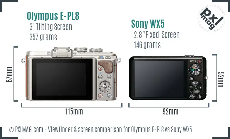 Olympus E-PL8 vs Sony WX5 Screen and Viewfinder comparison Olympus E-PL8 vs Sony WX5 Screen and Viewfinder comparison