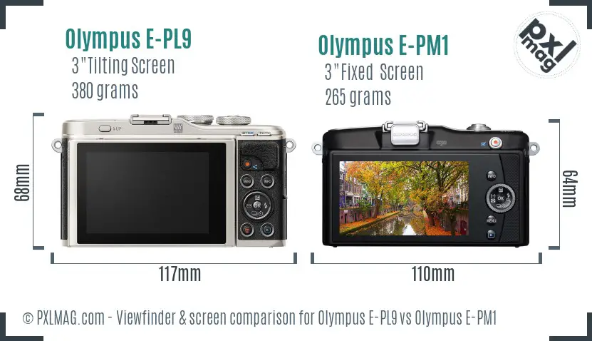 Olympus E-PL9 vs Olympus E-PM1 Screen and Viewfinder comparison