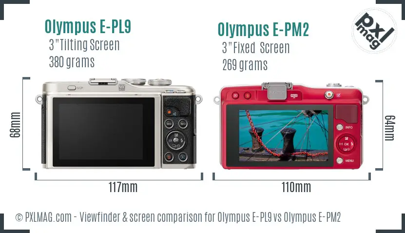 Olympus E-PL9 vs Olympus E-PM2 Screen and Viewfinder comparison
