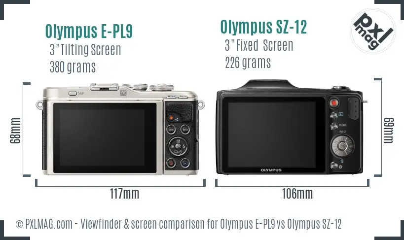 Olympus E-PL9 vs Olympus SZ-12 Screen and Viewfinder comparison