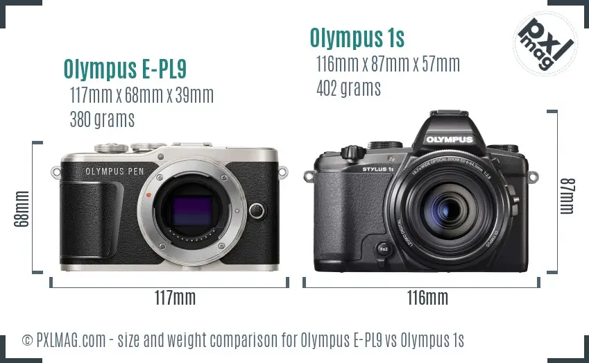 Olympus E-PL9 vs Olympus 1s size comparison