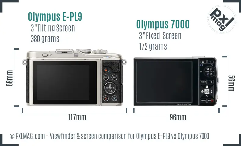 Olympus E-PL9 vs Olympus 7000 Screen and Viewfinder comparison
