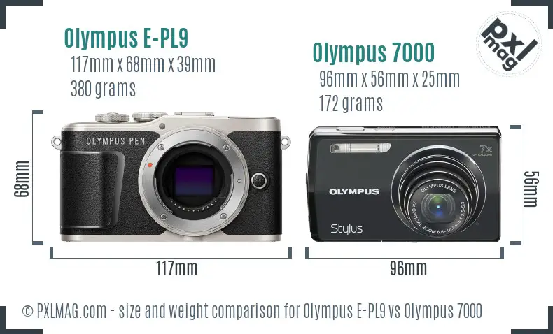 Olympus E-PL9 vs Olympus 7000 size comparison