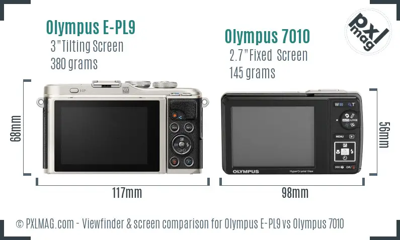 Olympus E-PL9 vs Olympus 7010 Screen and Viewfinder comparison