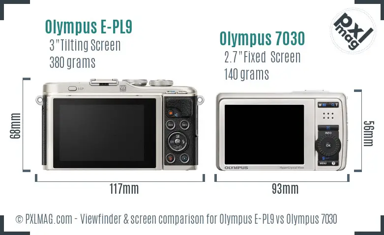Olympus E-PL9 vs Olympus 7030 Screen and Viewfinder comparison