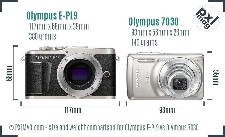 Olympus E-PL9 vs Olympus 7030 size comparison