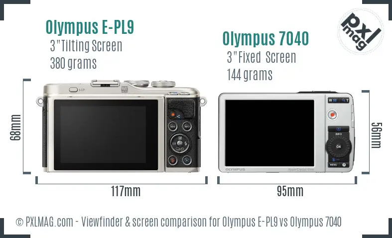 Olympus E-PL9 vs Olympus 7040 Screen and Viewfinder comparison