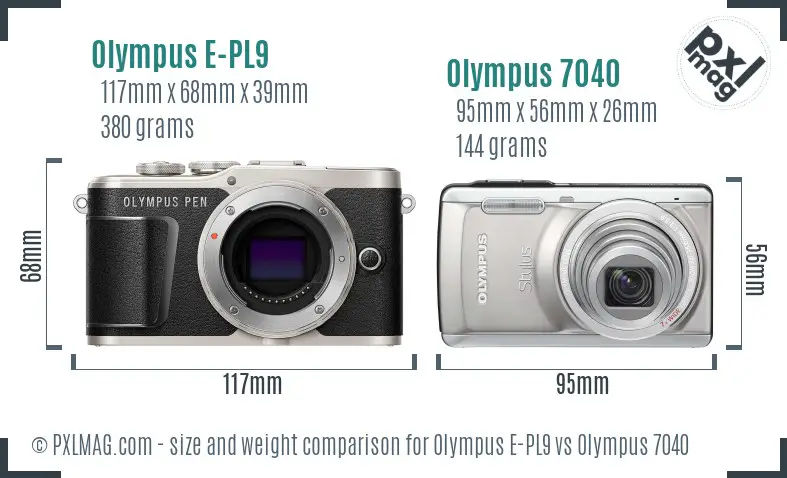 Olympus E-PL9 vs Olympus 7040 size comparison