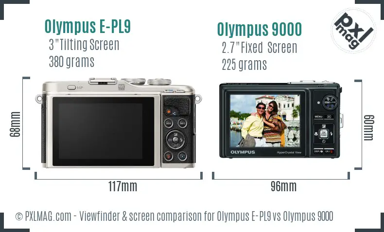 Olympus E-PL9 vs Olympus 9000 Screen and Viewfinder comparison