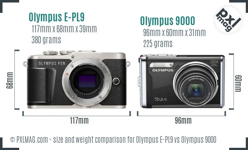 Olympus E-PL9 vs Olympus 9000 size comparison