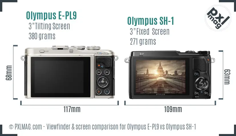 Olympus E-PL9 vs Olympus SH-1 Screen and Viewfinder comparison
