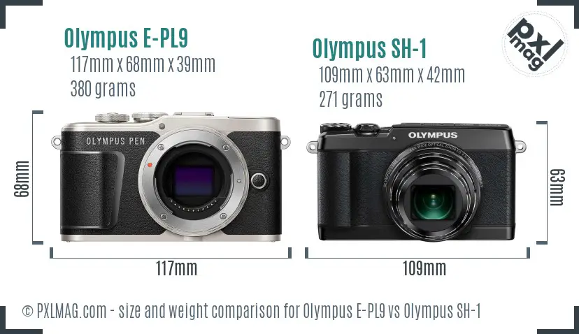 Olympus E-PL9 vs Olympus SH-1 size comparison