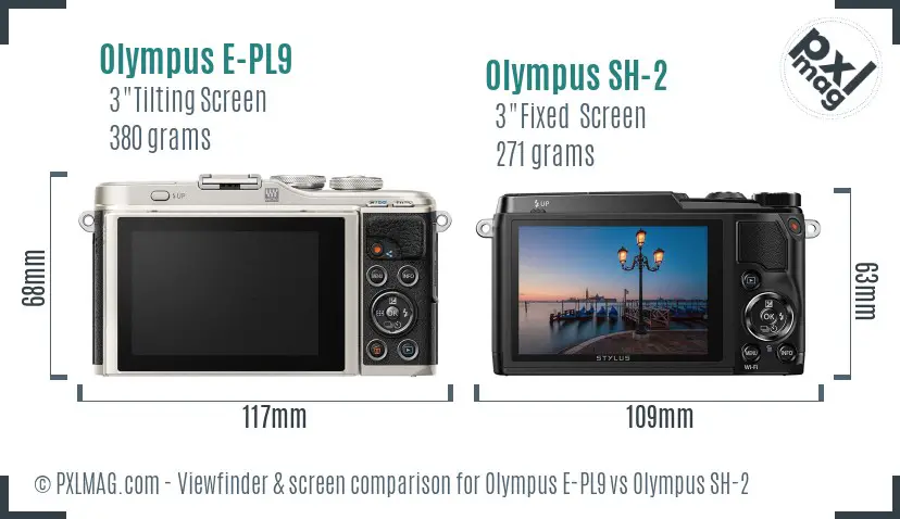 Olympus E-PL9 vs Olympus SH-2 Screen and Viewfinder comparison