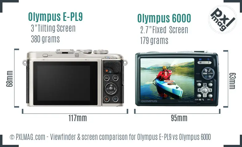 Olympus E-PL9 vs Olympus 6000 Screen and Viewfinder comparison