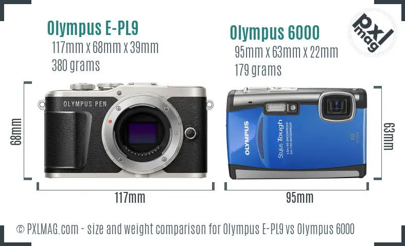 Olympus E-PL9 vs Olympus 6000 size comparison