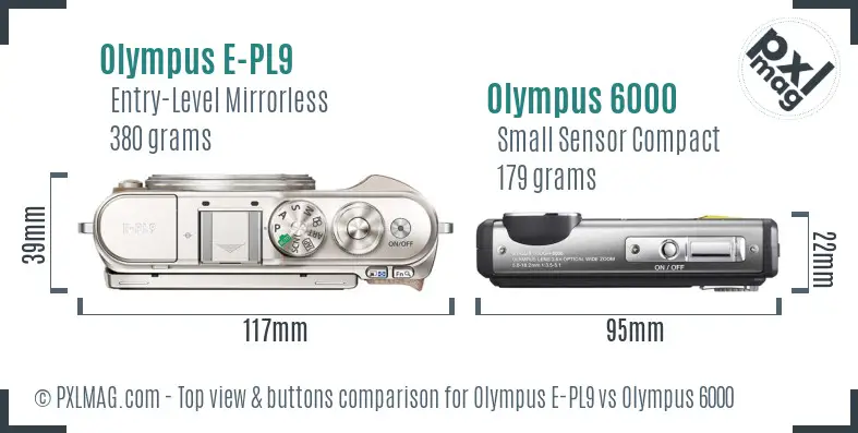 Olympus E-PL9 vs Olympus 6000 top view buttons comparison