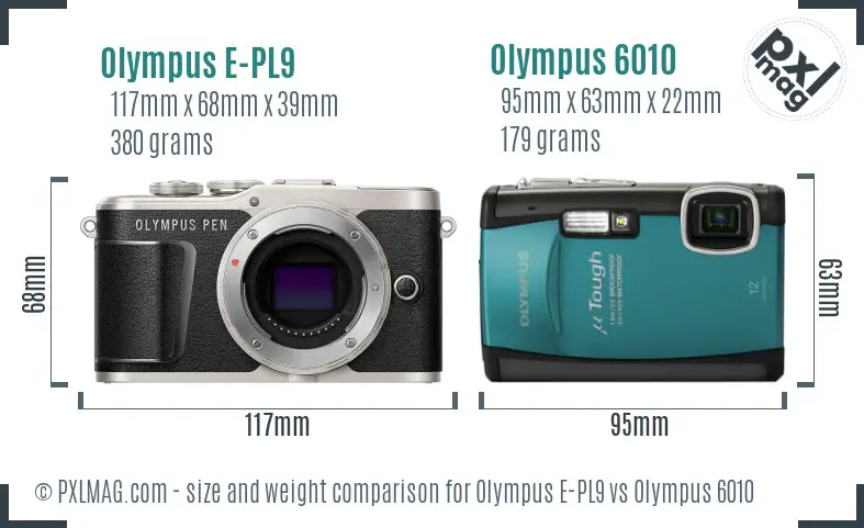 Olympus E-PL9 vs Olympus 6010 size comparison