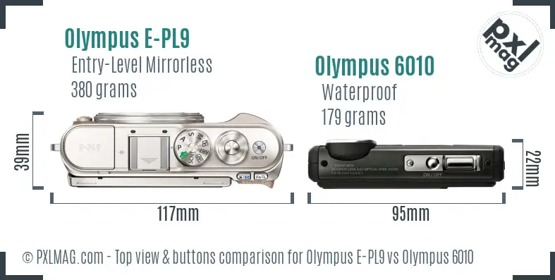 Olympus E-PL9 vs Olympus 6010 top view buttons comparison