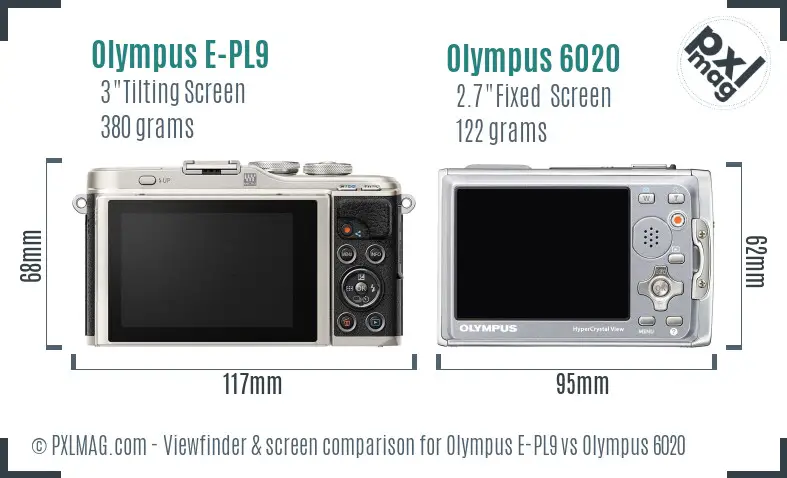 Olympus E-PL9 vs Olympus 6020 Screen and Viewfinder comparison