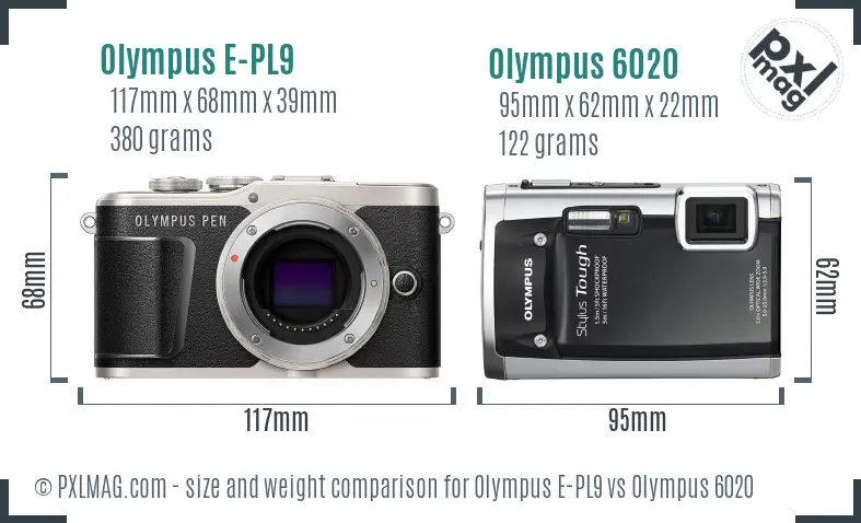 Olympus E-PL9 vs Olympus 6020 size comparison