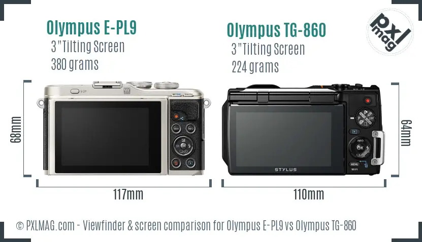 Olympus E-PL9 vs Olympus TG-860 Screen and Viewfinder comparison