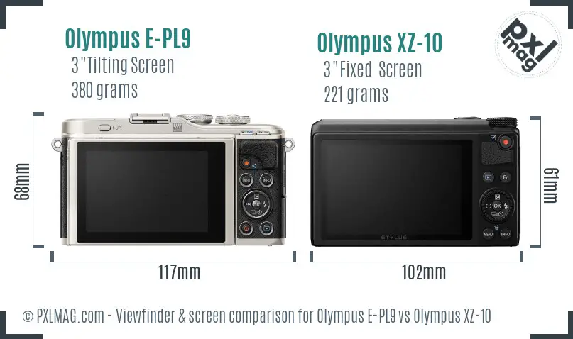 Olympus E-PL9 vs Olympus XZ-10 Screen and Viewfinder comparison