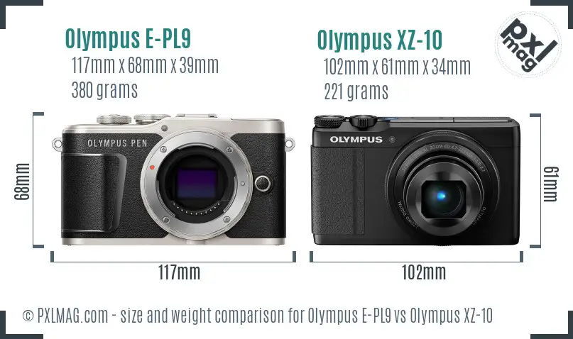 Olympus E-PL9 vs Olympus XZ-10 size comparison