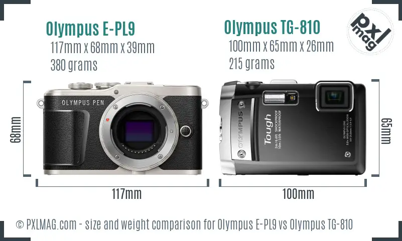 Olympus E-PL9 vs Olympus TG-810 size comparison
