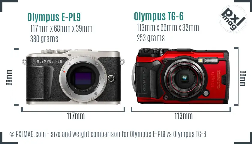 Olympus E-PL9 vs Olympus TG-6 size comparison