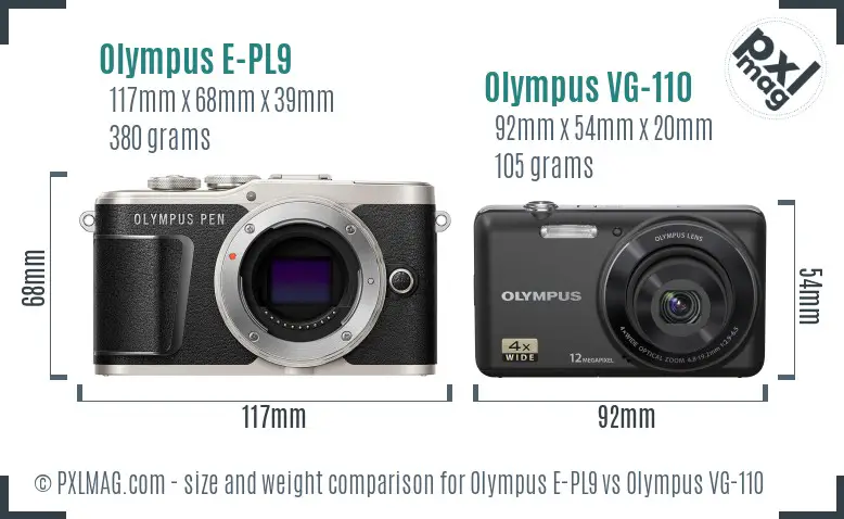 Olympus E-PL9 vs Olympus VG-110 size comparison
