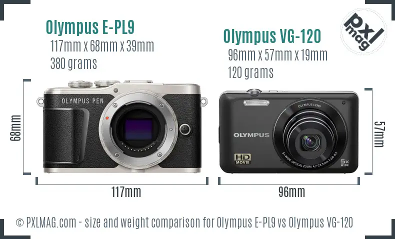 Olympus E-PL9 vs Olympus VG-120 size comparison