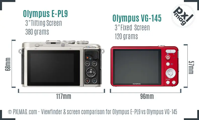 Olympus E-PL9 vs Olympus VG-145 Screen and Viewfinder comparison