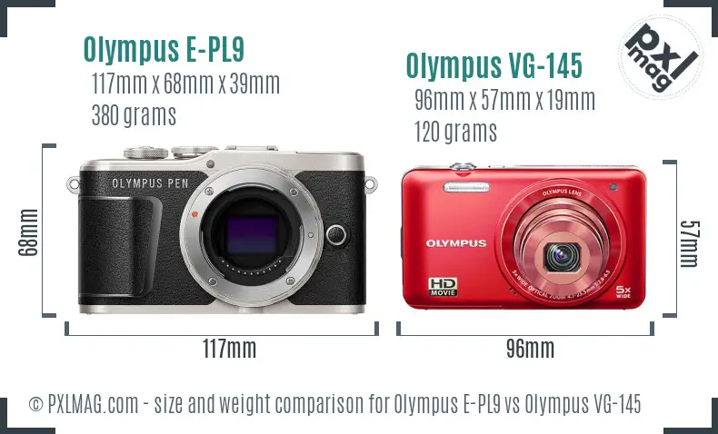 Olympus E-PL9 vs Olympus VG-145 size comparison