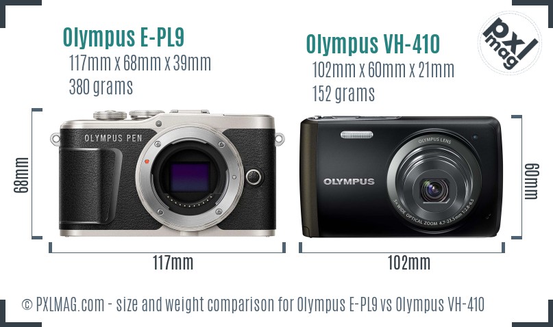 Olympus E-PL9 vs Olympus VH-410 size comparison