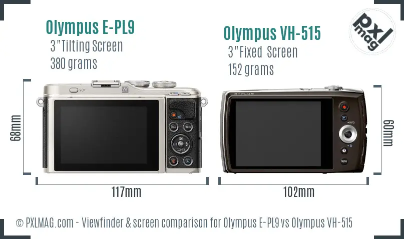 Olympus E-PL9 vs Olympus VH-515 Screen and Viewfinder comparison
