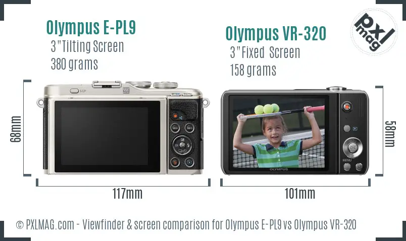 Olympus E-PL9 vs Olympus VR-320 Screen and Viewfinder comparison