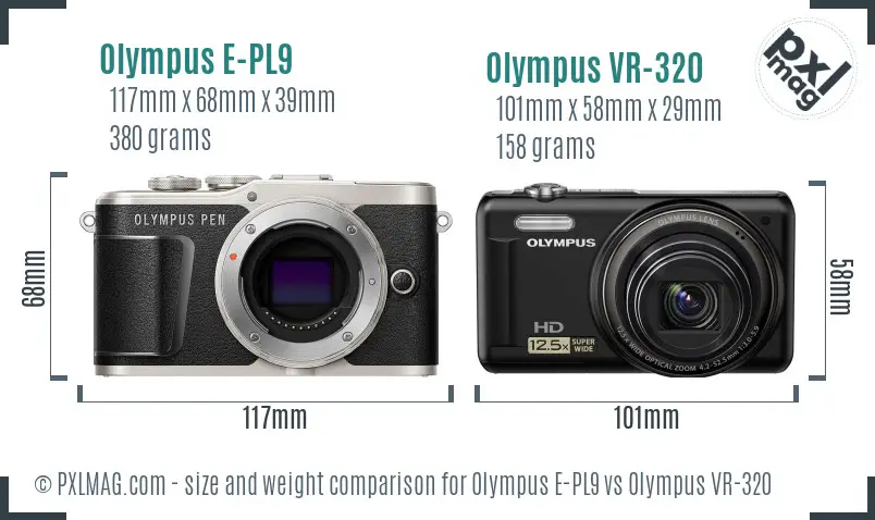Olympus E-PL9 vs Olympus VR-320 size comparison
