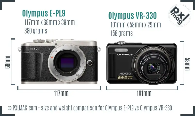 Olympus E-PL9 vs Olympus VR-330 size comparison