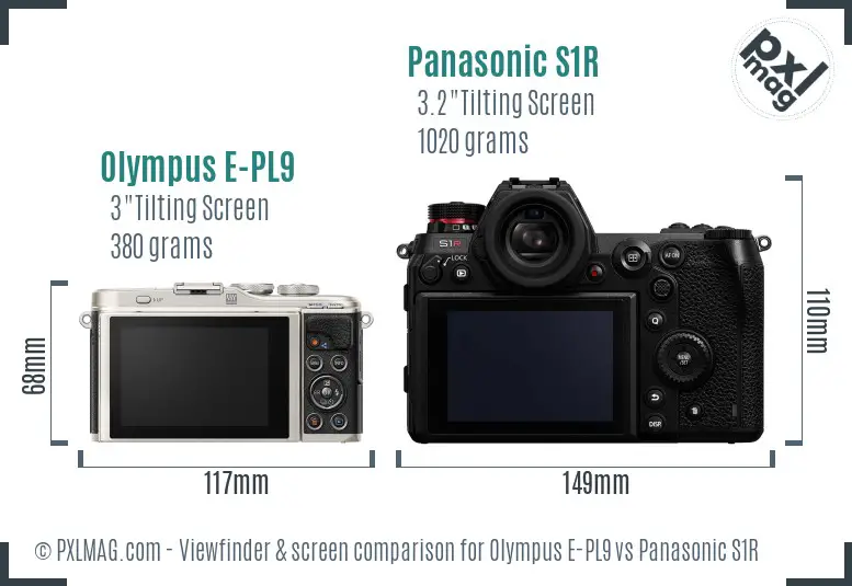 Olympus E-PL9 vs Panasonic S1R Screen and Viewfinder comparison