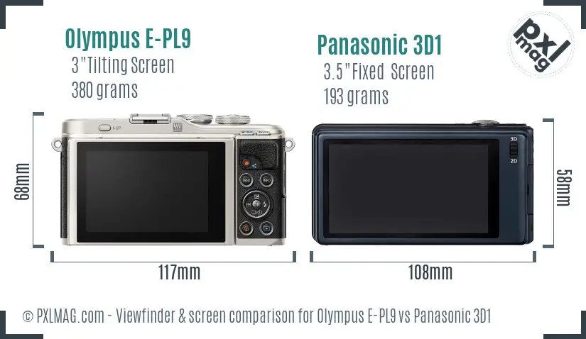 Olympus E-PL9 vs Panasonic 3D1 Screen and Viewfinder comparison