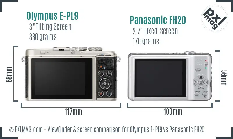 Olympus E-PL9 vs Panasonic FH20 Screen and Viewfinder comparison