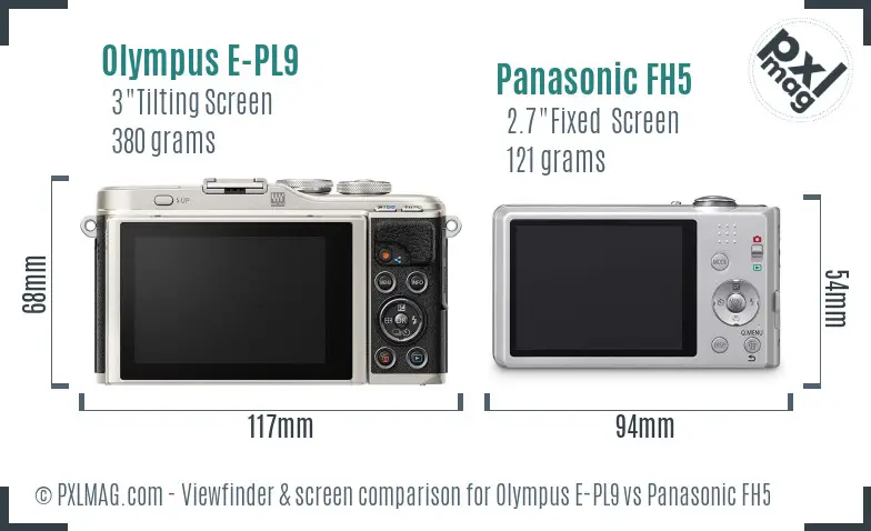 Olympus E-PL9 vs Panasonic FH5 Screen and Viewfinder comparison