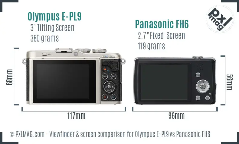 Olympus E-PL9 vs Panasonic FH6 Screen and Viewfinder comparison