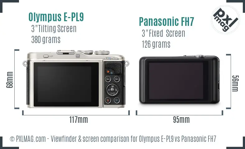 Olympus E-PL9 vs Panasonic FH7 Screen and Viewfinder comparison