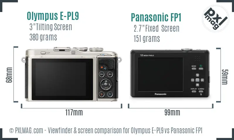 Olympus E-PL9 vs Panasonic FP1 Screen and Viewfinder comparison