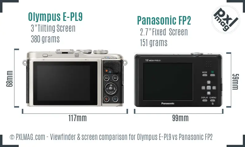 Olympus E-PL9 vs Panasonic FP2 Screen and Viewfinder comparison